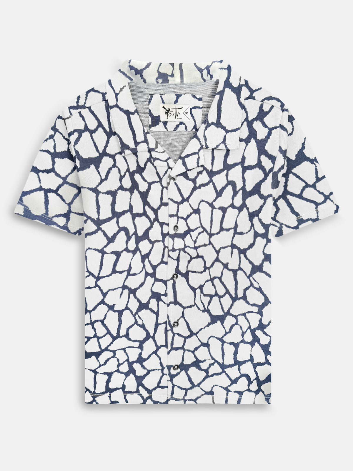 Boys Cuban Collar Shirt Co-Ord Set Navy