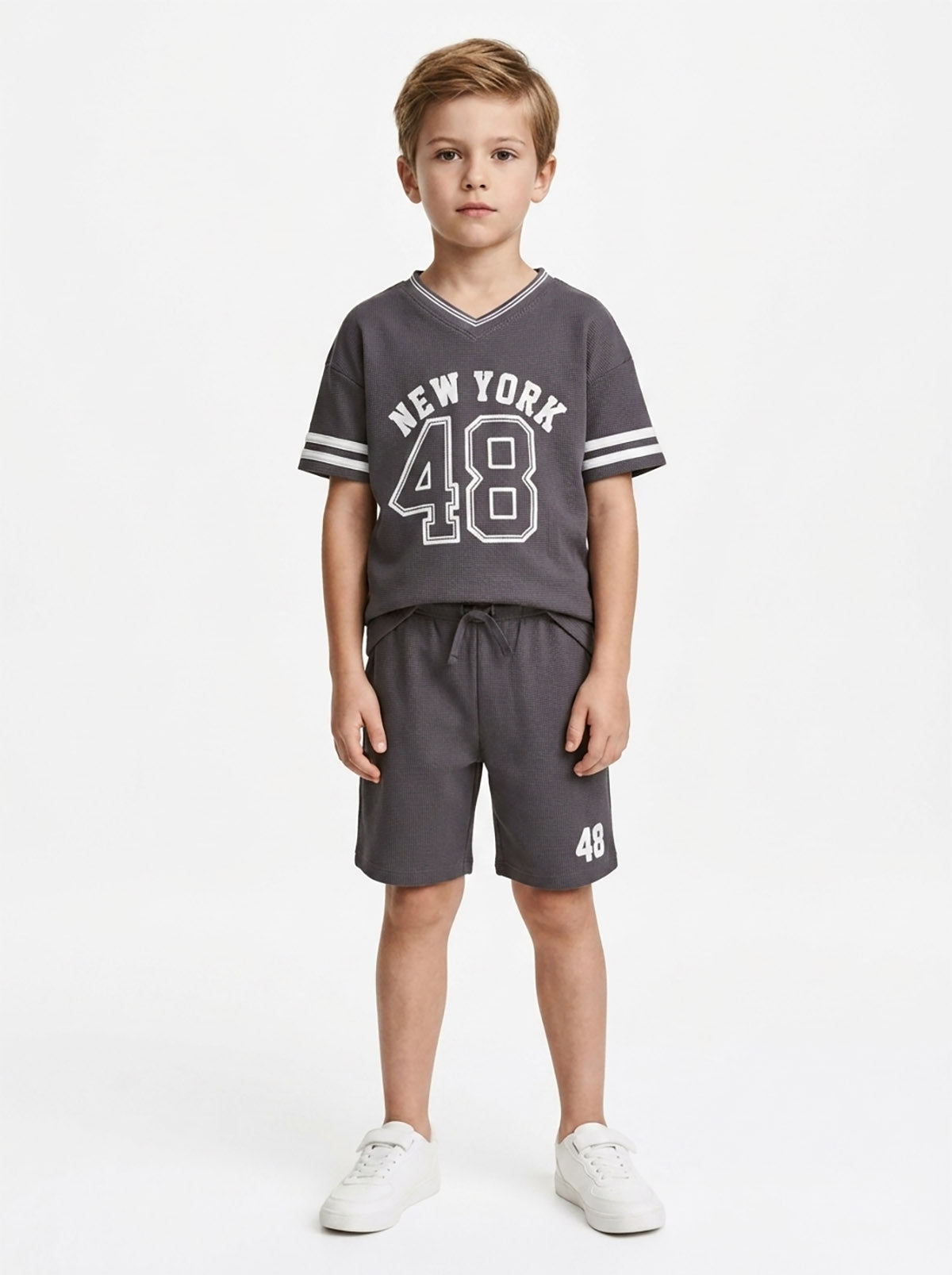 Boys V-Neck Grey Co-Ord Set