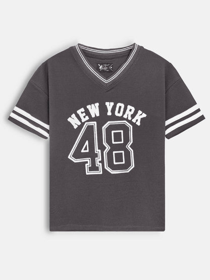 Boys V-Neck Grey Co-Ord Set