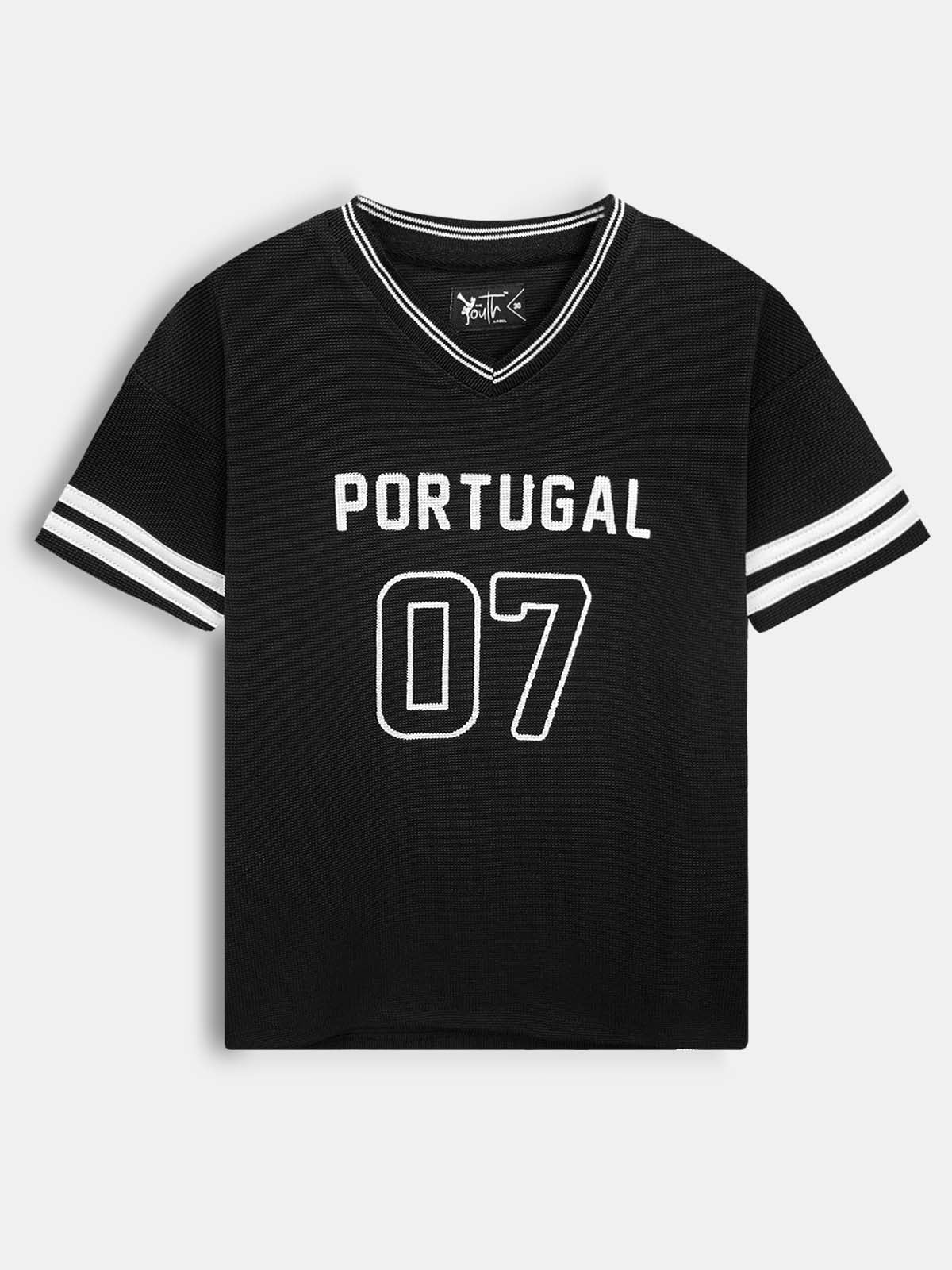 Boys V-Neck Black Co-Ord Set