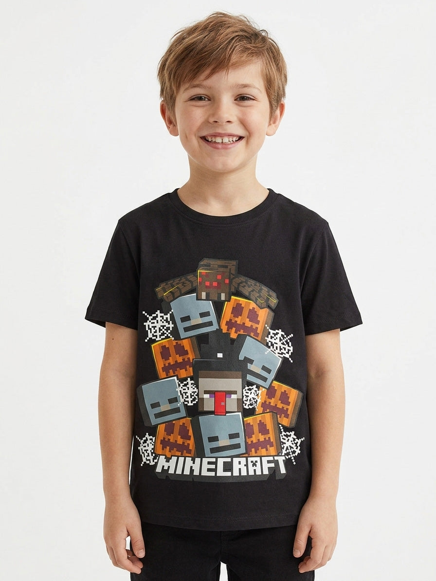 Boys Printed Black T-Shirts