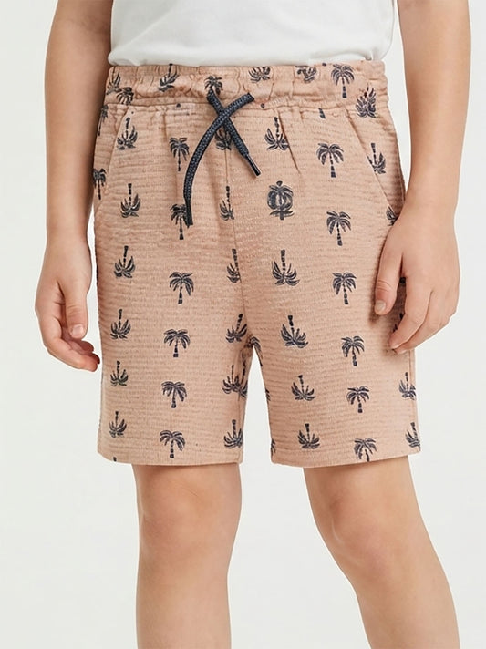 Boys Textured Printed Shorts