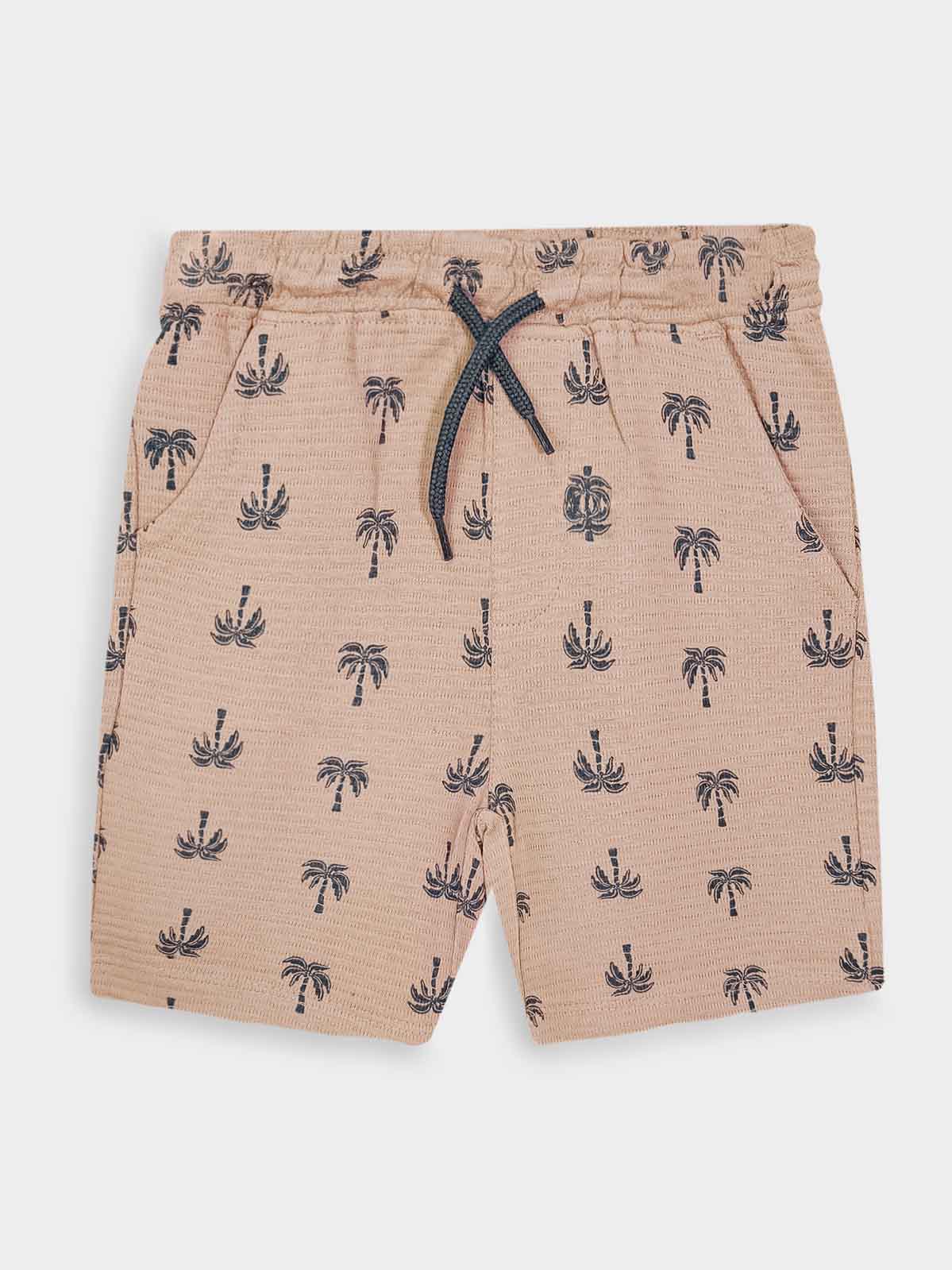 Boys Textured Printed Shorts