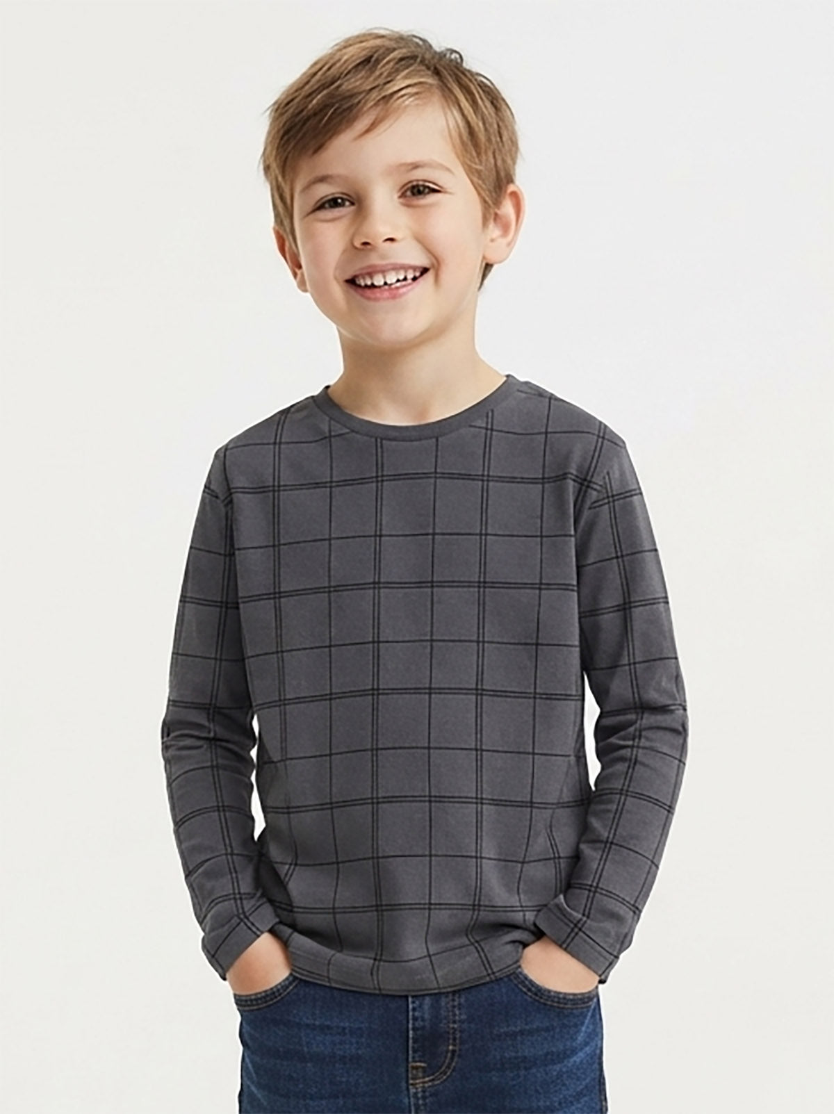 Boys Long Sleeve Grey T-Shirt