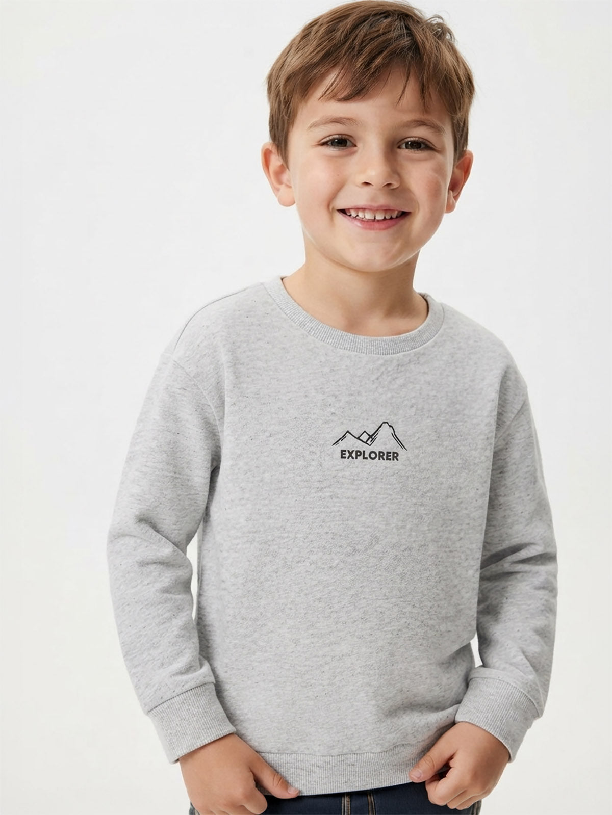 Boys Crew Neck Grey Pullover