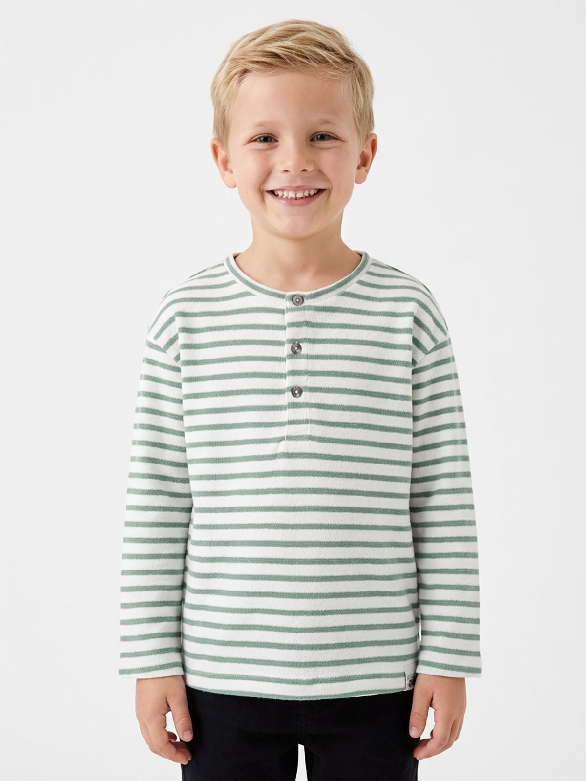 Boys Henley Neck Textured T-Shirt