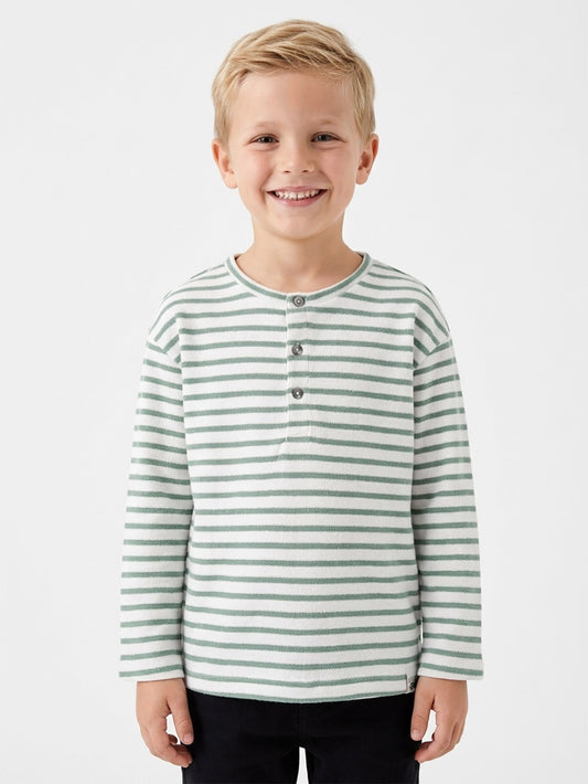 Boys Henley Neck Textured T-Shirt