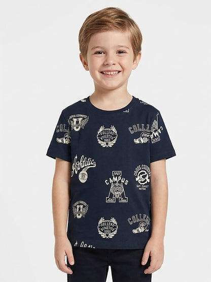 Boys Printed Navy T-Shirt