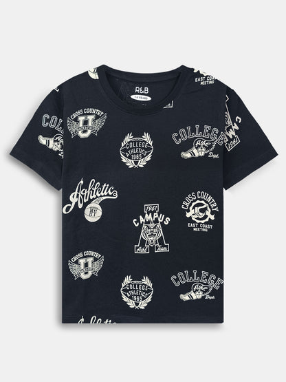 Boys Printed Navy T-Shirt