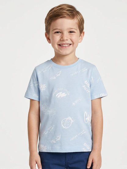 Boys Printed Blue T-Shirt