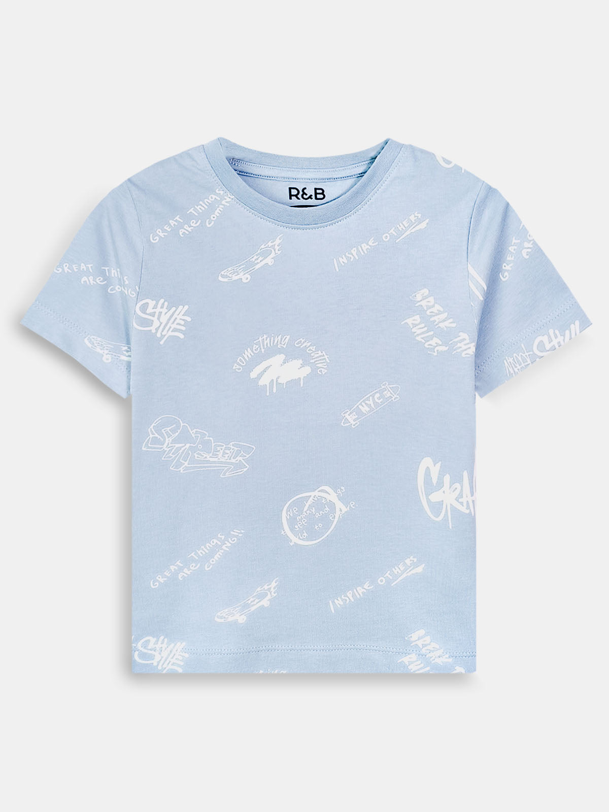 Boys Printed Blue T-Shirt
