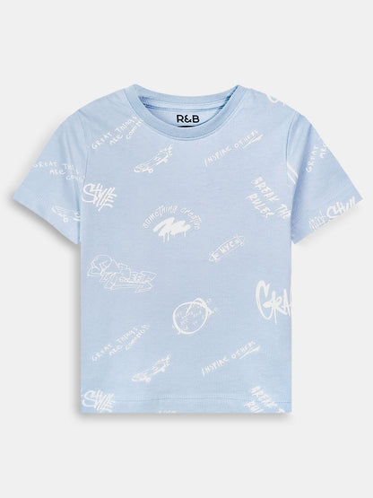 Boys Printed Blue T-Shirt