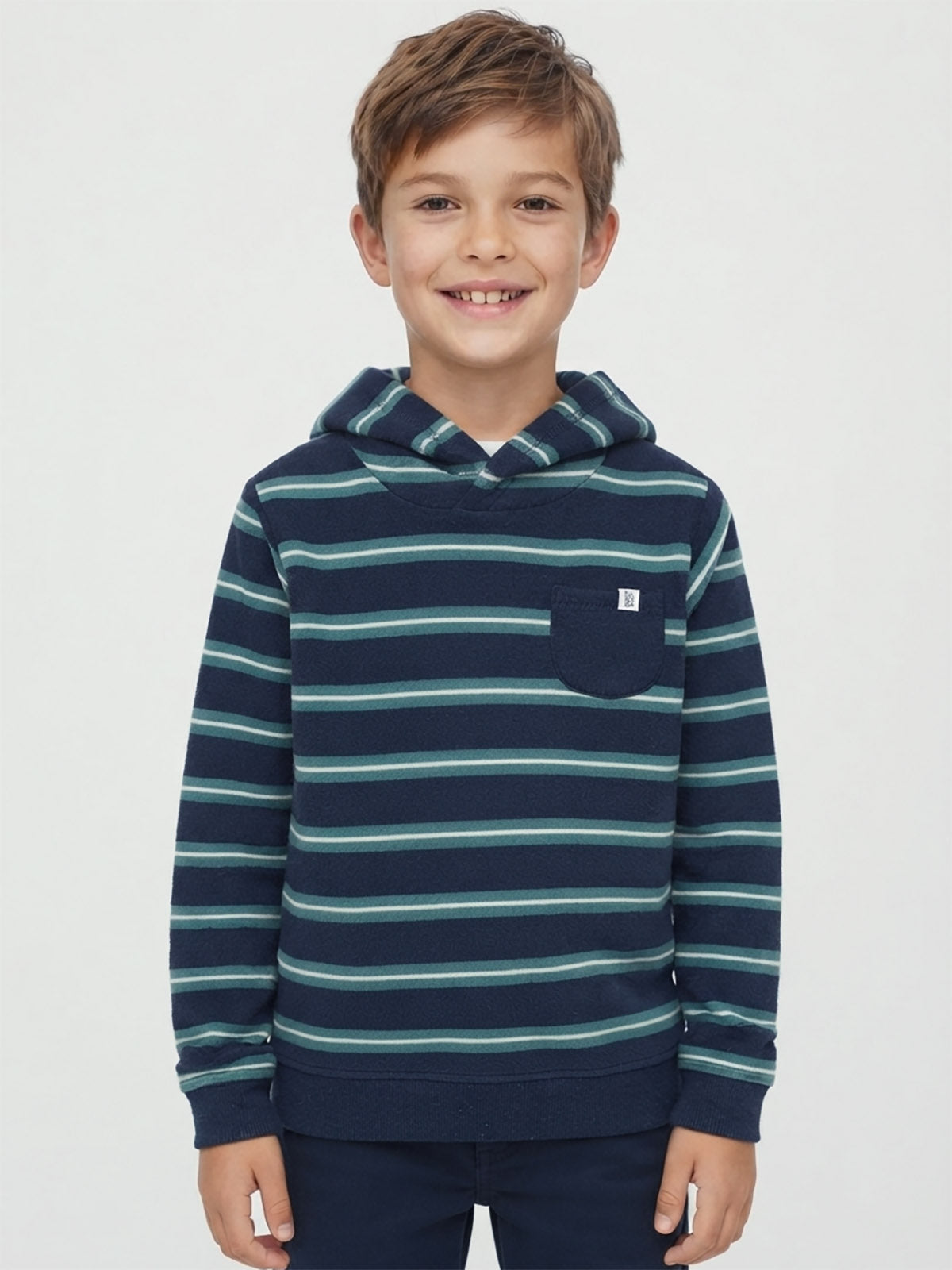 Boys Striped Hooded Sweatshirt