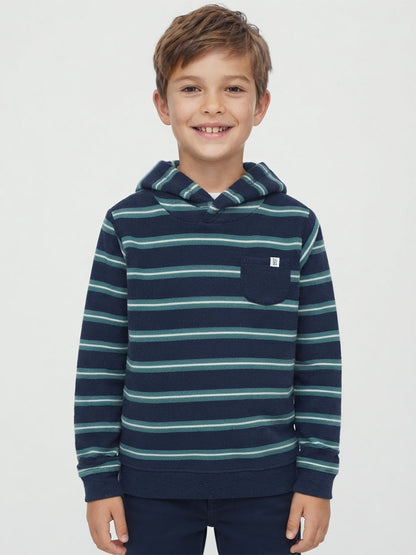 Boys Striped Hooded Sweatshirt