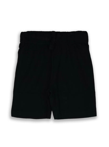 Boys Printed Ecru-Black Shorty Set