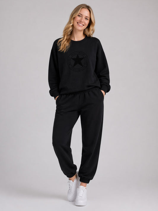 Womens Jogging Sets Sweatshirt and Jogger Black