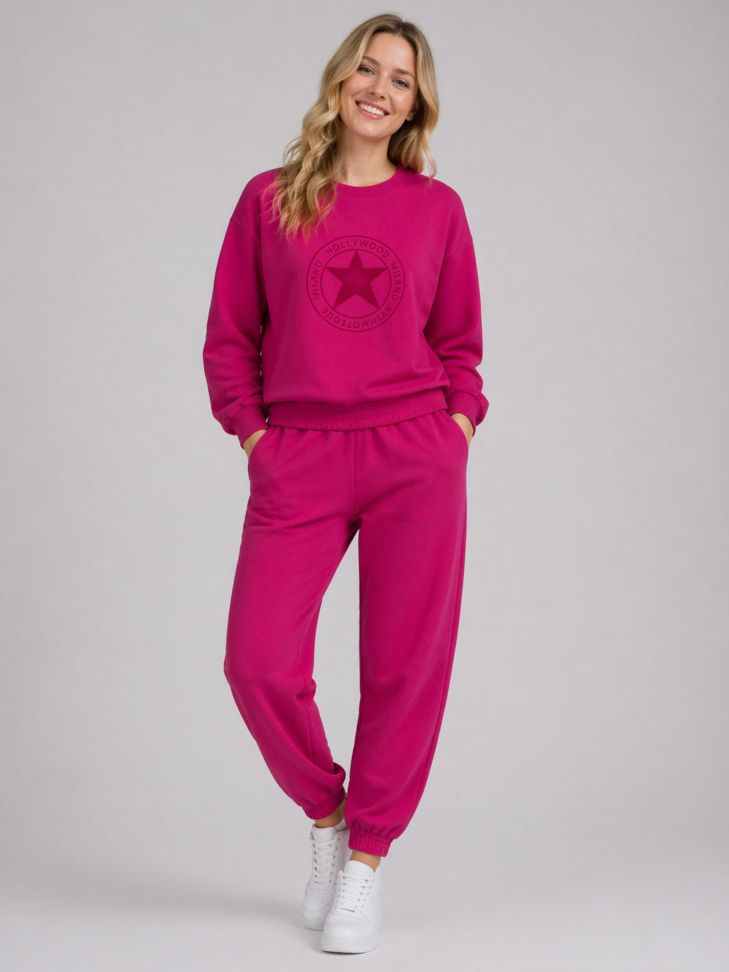 Womens Jogging Sets Sweatshirt and Jogger Fuchsia
