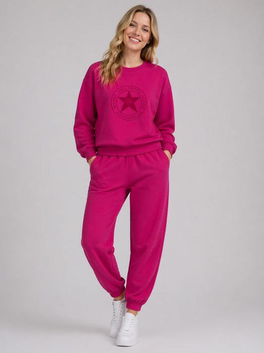 Womens Jogging Sets Sweatshirt and Jogger Fuchsia