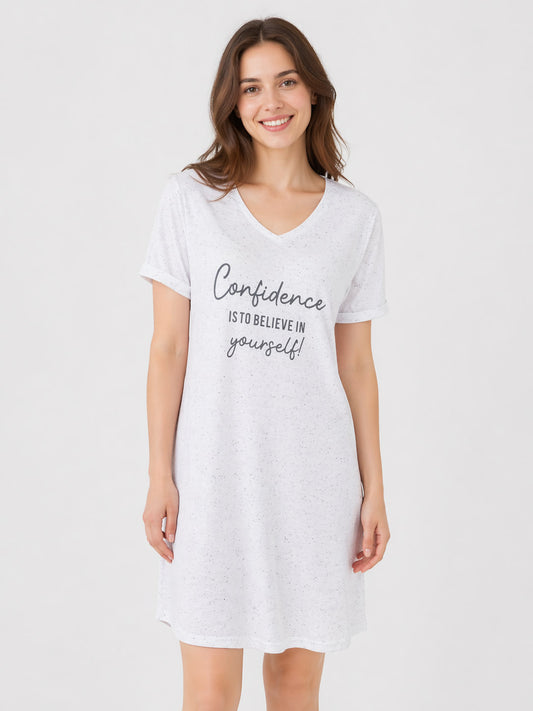 Ladies Grey Printed Neppy Nightshirt