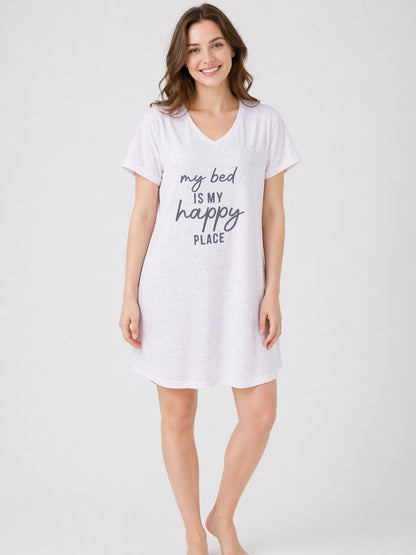 Ladies Pink Printed Neppy Nightshirt