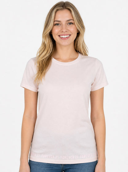 Ladies Crew Neck Red and Beige T Shirts