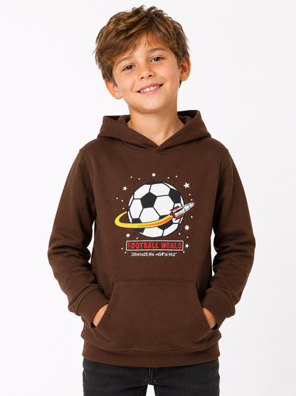 Boys Hooded Pullover Sweatshirt Brown