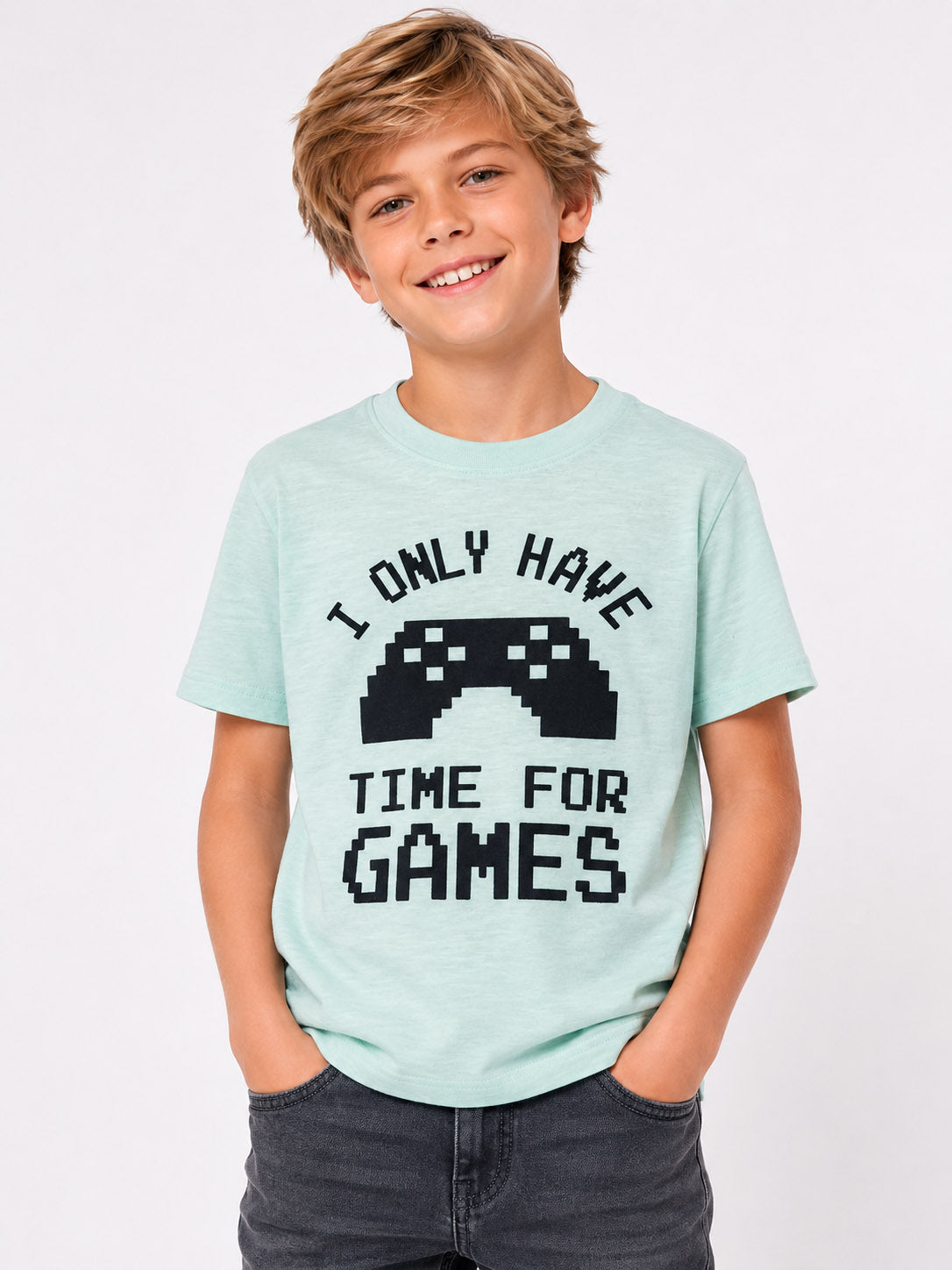 Boys Printed T Shirt Mint