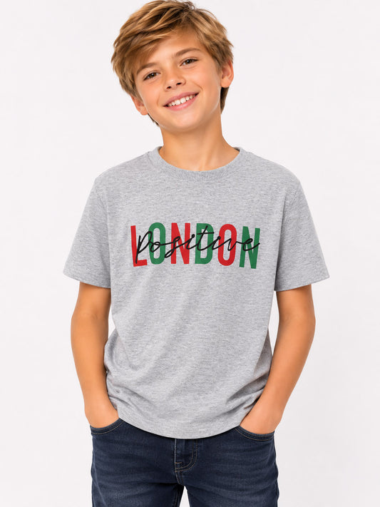 Boys Printed T Shirt Grey