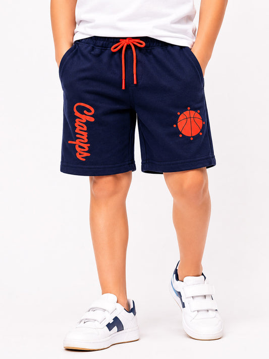 Boys Fleece Knit Blue Navy Shorts