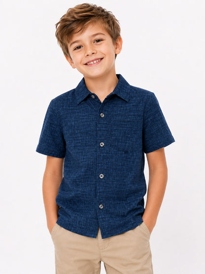 Boys Navy Woven Shirt