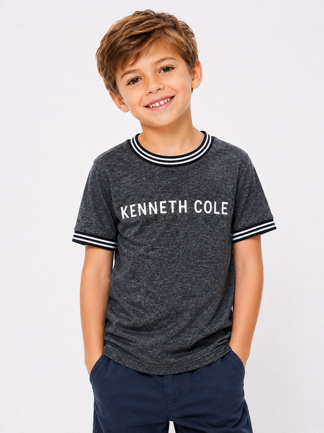 Boys Black Melange T Shirt
