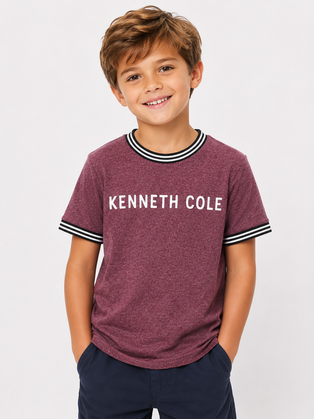 Boys Maroon Melange T Shirt