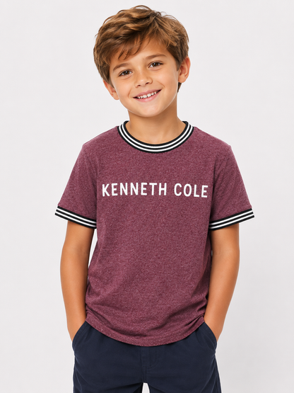 Boys Maroon Melange T Shirt