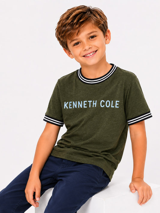 Boys Olive Melange T Shirt