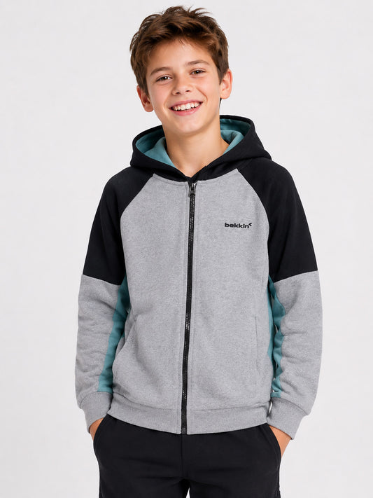Boys Hooded Full Zipper Sweatshirt