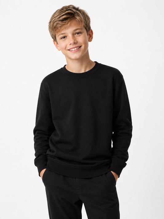 Boys Black Pullover Fleece Sweatshirt