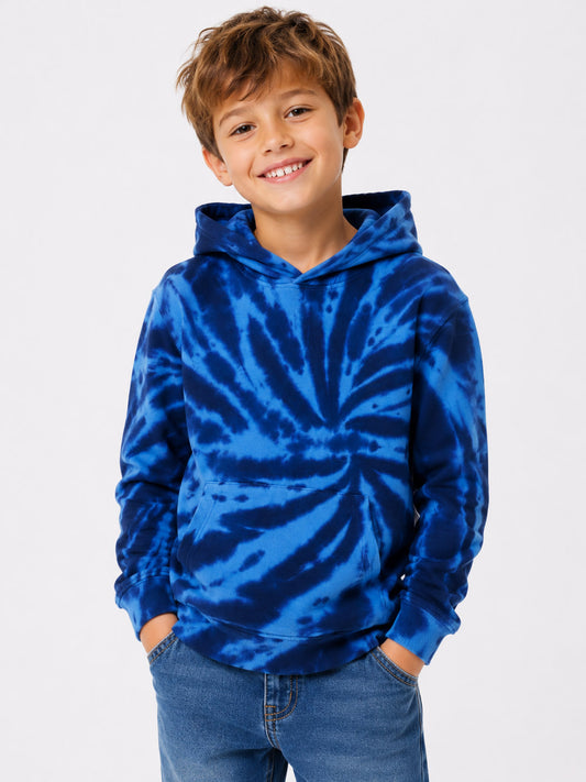 Boys Tie n Dye Hooded Pullover Navy Sweatshirt