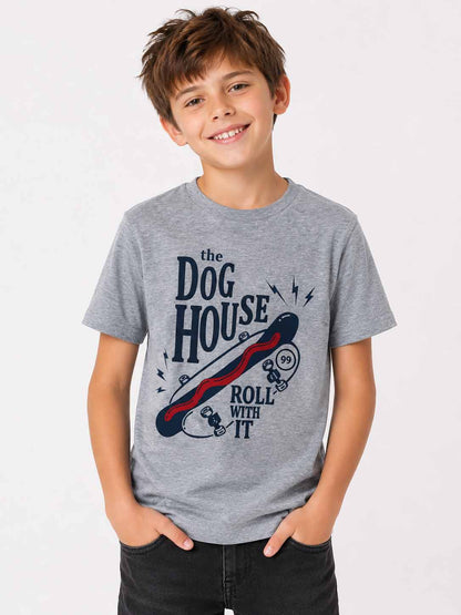 Boys Grey Skate Printed T-Shirt
