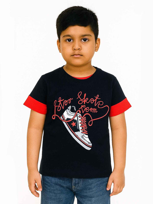 Boys Printed T Shirt Black