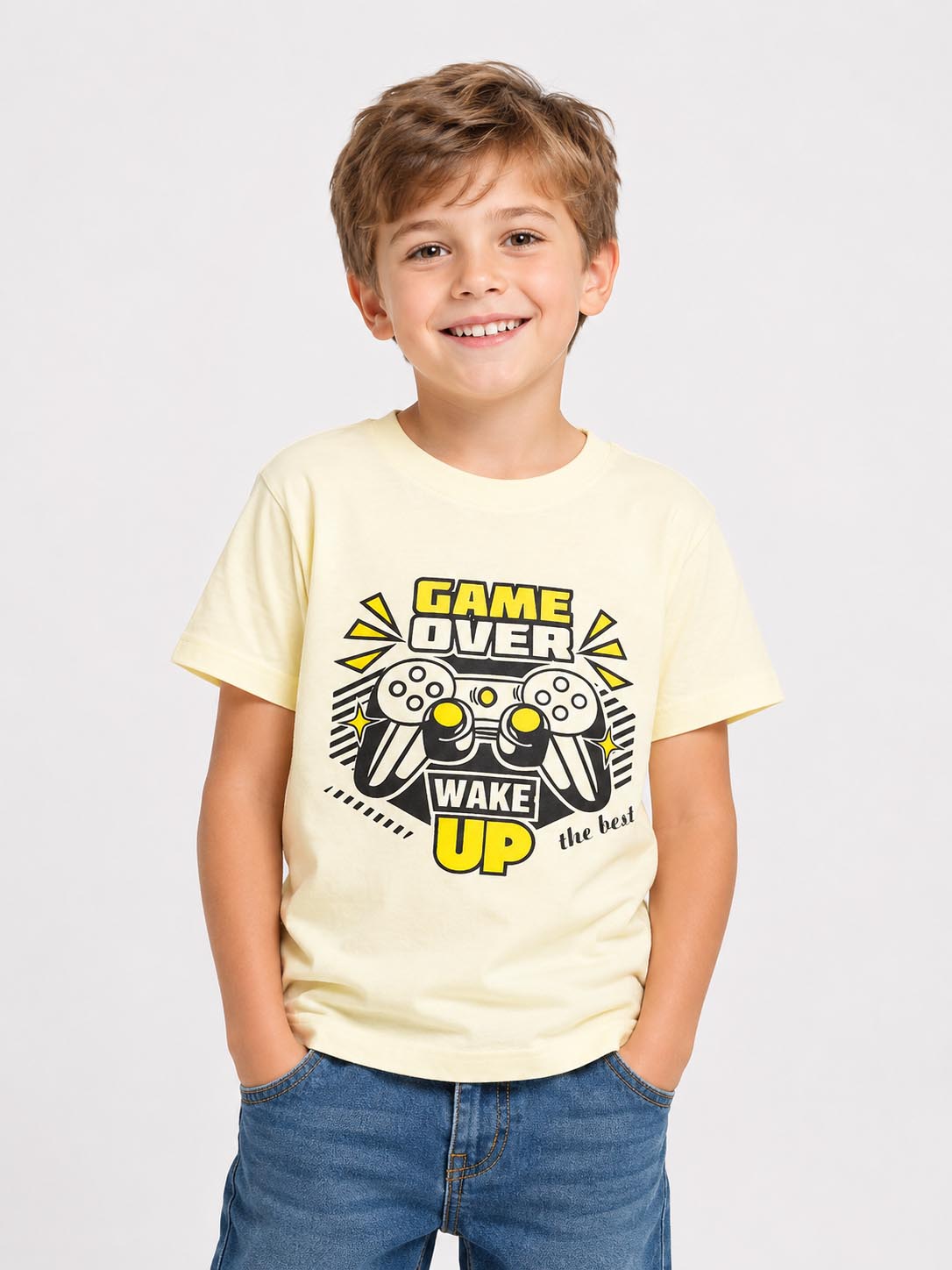 Boys Printed White T-Shirt