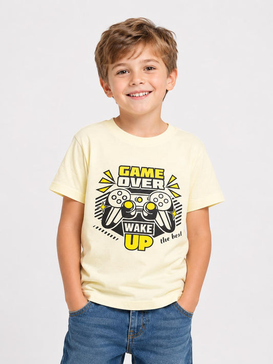 Boys Printed White T-Shirt
