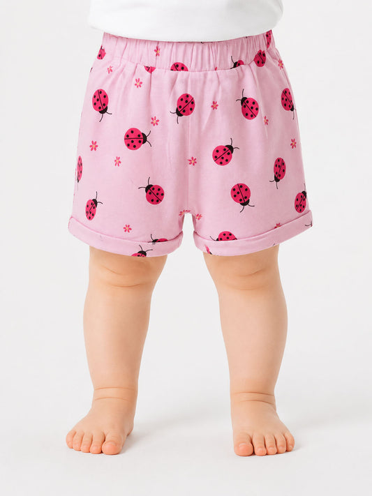 Baby Girls Pink AOP Knit Shorts