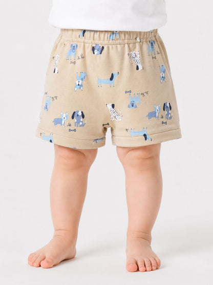 Baby Boys Beige AOP Knit Shorts