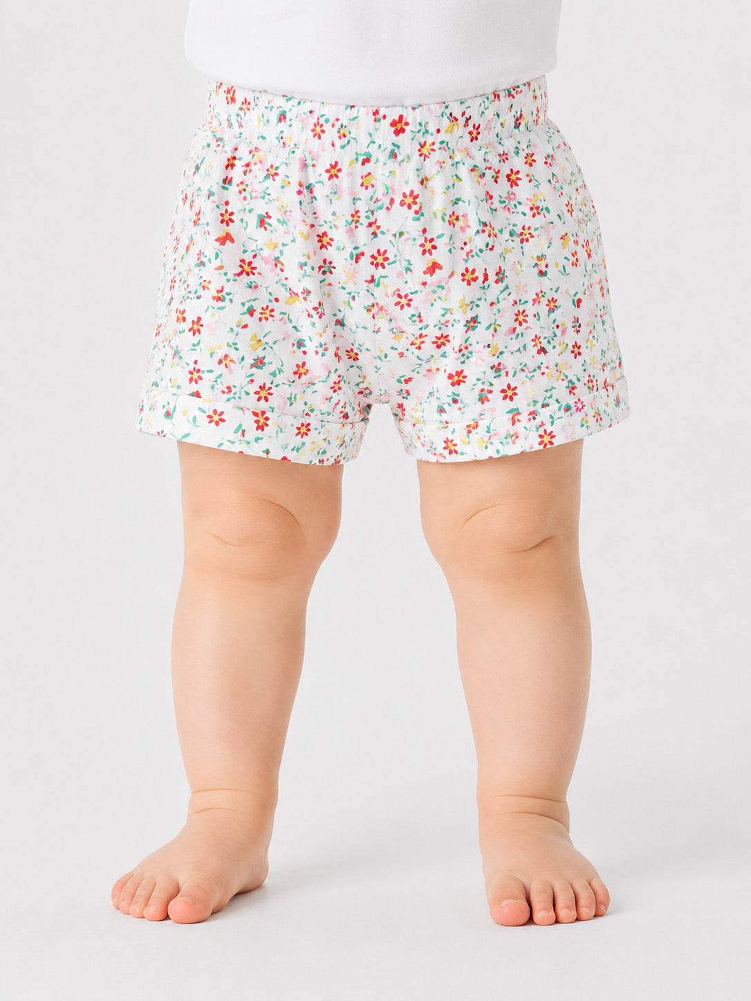 Baby Girls Whit AOP Knit Shorts