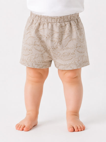 Baby Boys Ecru AOP Knit Shorts