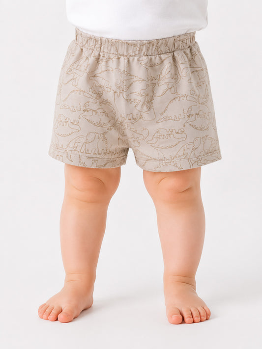 Baby Boys Ecru AOP Knit Shorts