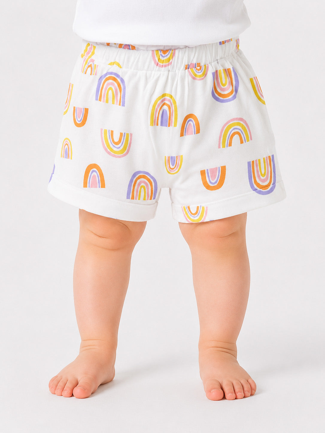 Baby Girls Rainbow Printed Knit Shorts