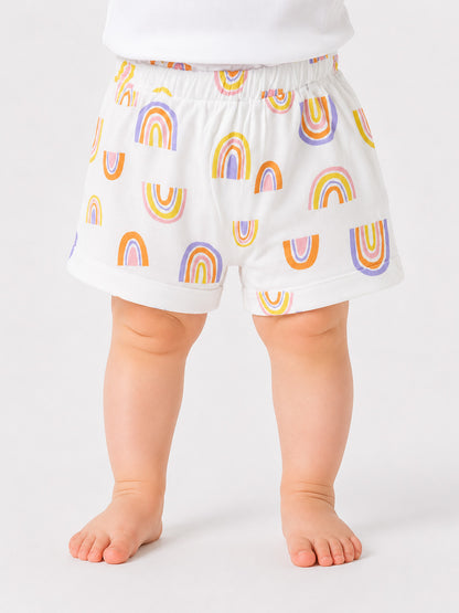 Baby Girls Rainbow Printed Knit Shorts