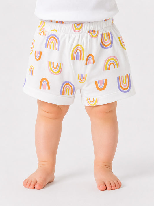 Baby Girls Rainbow Printed Knit Shorts
