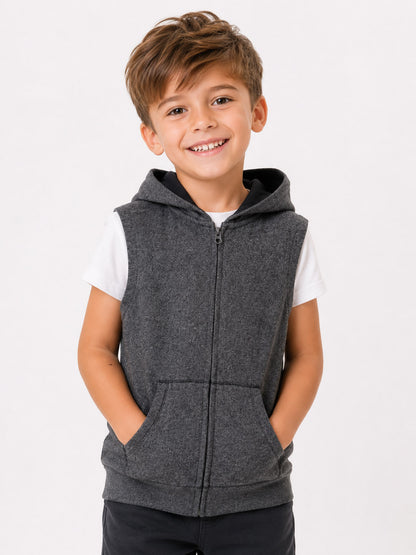 Boys Sleeveless Full Zipper Swearshirt